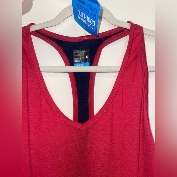 NWT Icebreaker Wool Nomi Racerback pink Tank hiking climbing running camping - Picture 5 of 7